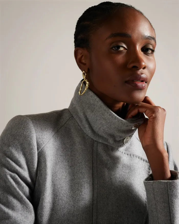 Ted Baker Coats and Jackets Women ICOMBIS 8211 Funnel Neck Wrap Coat Grey Ted Baker Coats and Jackets Women ICOMBIS 8211 Funnel Neck Wrap Coat Grey