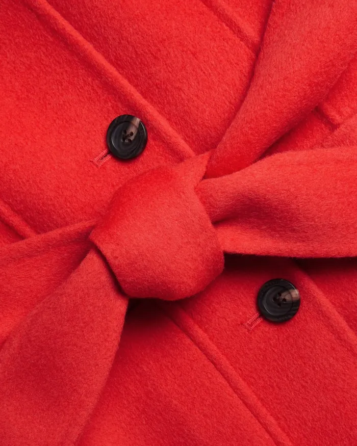 Ted Baker Coats and Jackets Women LESLIIY 8211 Round Neck Short Coat With Waist Belt Red Ted Baker Coats and Jackets Women LESLIIY 8211 Round Neck Short Coat With Waist Belt Red