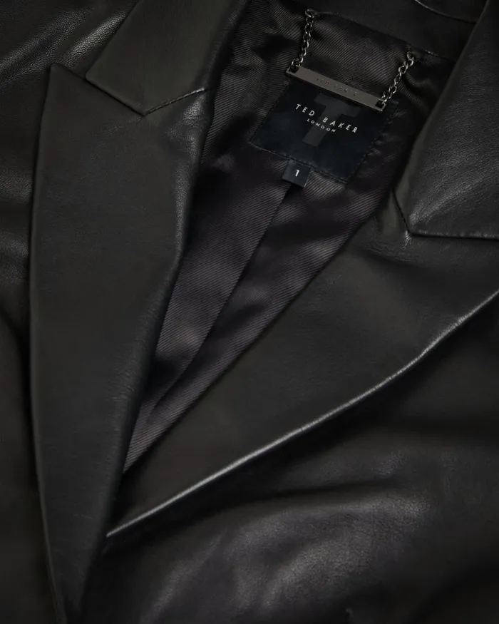 Ted Baker Coats and Jackets Women MELLIIE 8211 Longline Single Breasted Leather Blazer Black Ted Baker Coats and Jackets Women MELLIIE 8211 Longline Single Breasted Leather Blazer Black