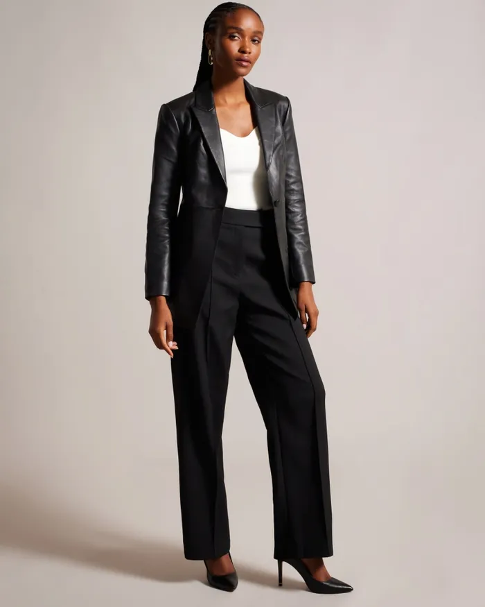 Ted Baker Coats and Jackets Women MELLIIE 8211 Longline Single Breasted Leather Blazer Black Ted Baker Coats and Jackets Women MELLIIE 8211 Longline Single Breasted Leather Blazer Black
