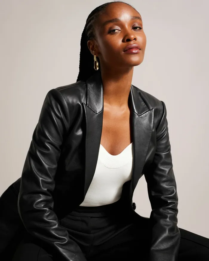 Ted Baker Coats and Jackets Women MELLIIE 8211 Longline Single Breasted Leather Blazer Black Ted Baker Coats and Jackets Women MELLIIE 8211 Longline Single Breasted Leather Blazer Black