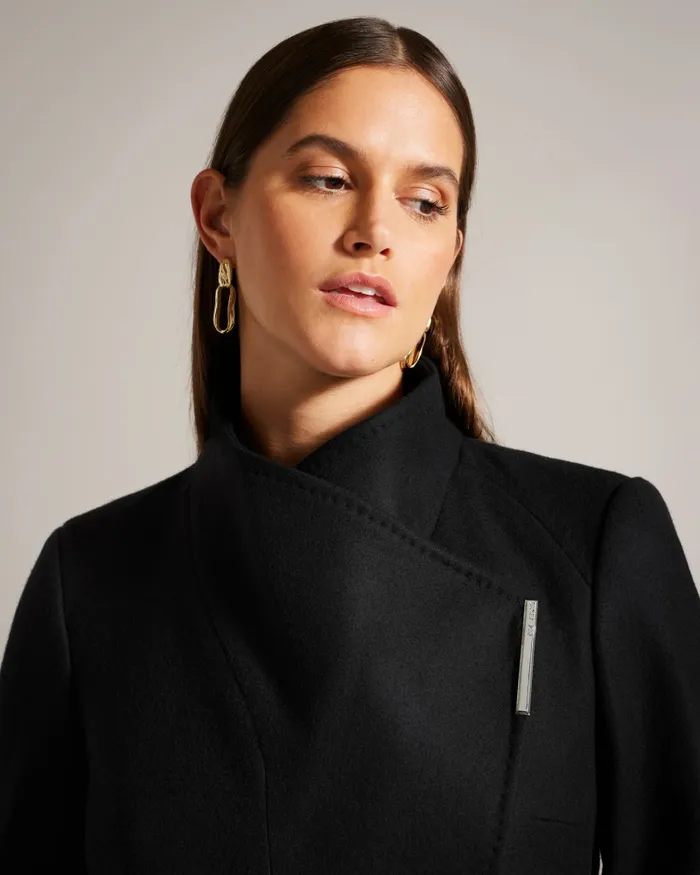 Ted Baker Coats and Jackets Women ROSESS 8211 Wool Wrap Short Coat Black Ted Baker Coats and Jackets Women ROSESS 8211 Wool Wrap Short Coat Black