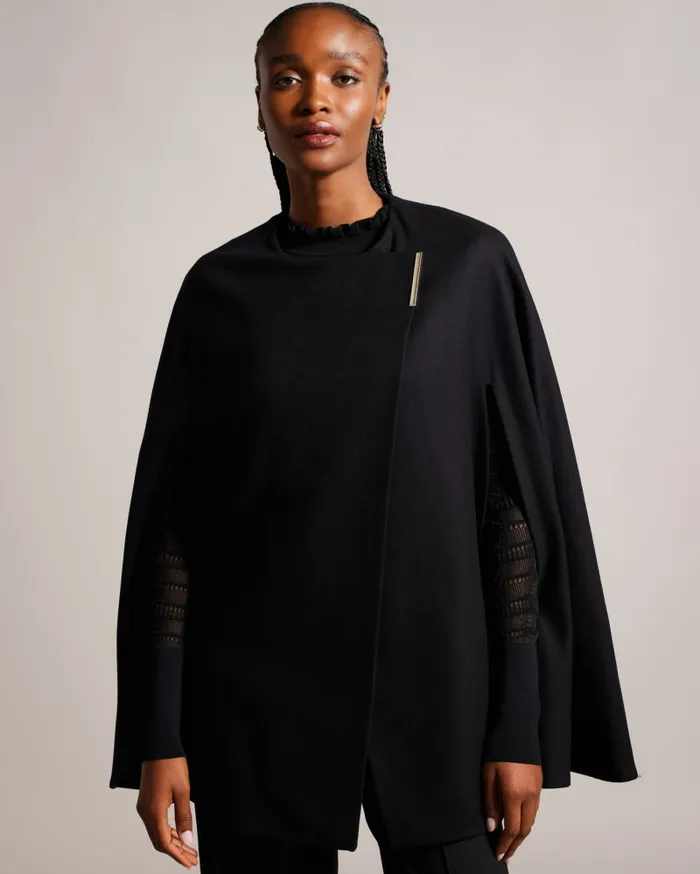Ted Baker Coats and Jackets Women VALARIY 8211 Melton Wool Cape Black Ted Baker Coats and Jackets Women VALARIY 8211 Melton Wool Cape Black