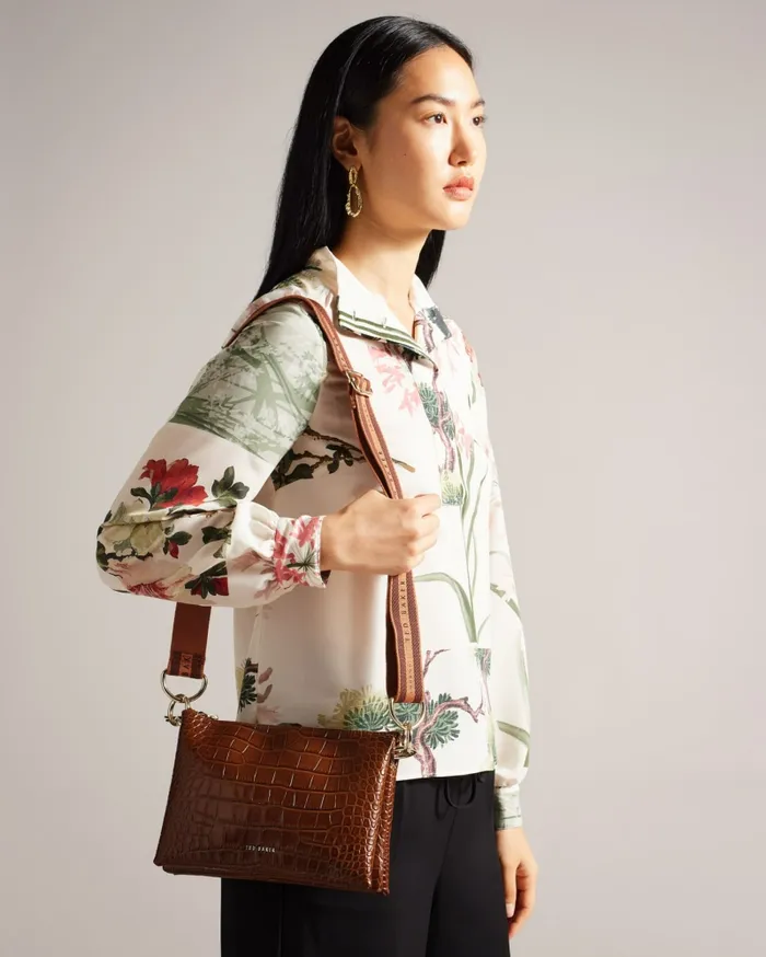 Ted Baker Crossbody Bags Women DARALEY 8211 Branded Webbing Croc Effect Crossbody Bag Brown Ted Baker Crossbody Bags Women DARALEY 8211 Branded Webbing Croc Effect Crossbody Bag Brown