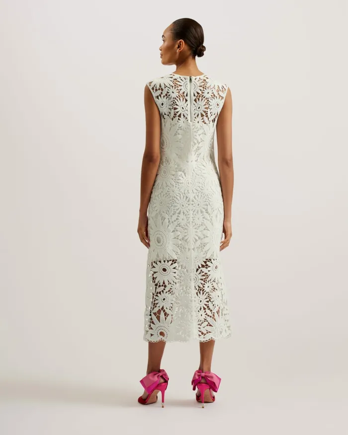 Ted Baker Dresses Women CORHA 8211 Floral Crochet Sleeveless Midi Dress Ivory Ted Baker Dresses Women CORHA 8211 Floral Crochet Sleeveless Midi Dress Ivory