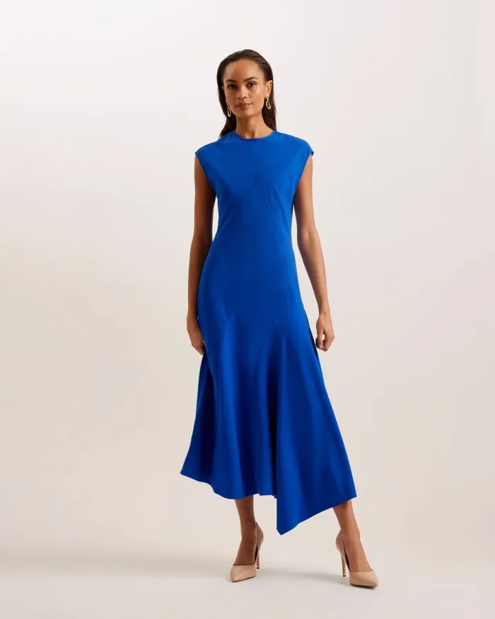 Ted Baker Dresses Women ISPARTA 8211 Asymmetric Satin Midi Dress Medium Blue Ted Baker Dresses Women ISPARTA 8211 Asymmetric Satin Midi Dress Medium Blue