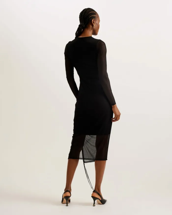 Ted Baker Dresses Women LYANN 8211 Bodycon Midi Dress With Gathering Black Ted Baker Dresses Women LYANN 8211 Bodycon Midi Dress With Gathering Black