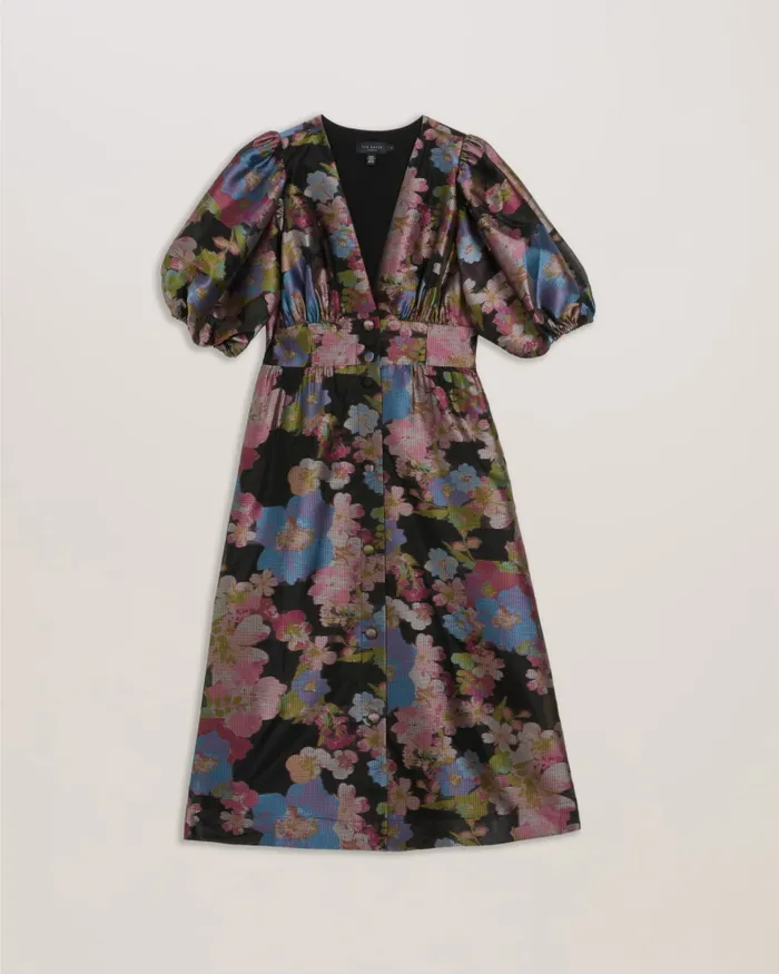 Ted Baker Dresses Women MATSEA 8211 Button Front Jacquard Midi Dress Black