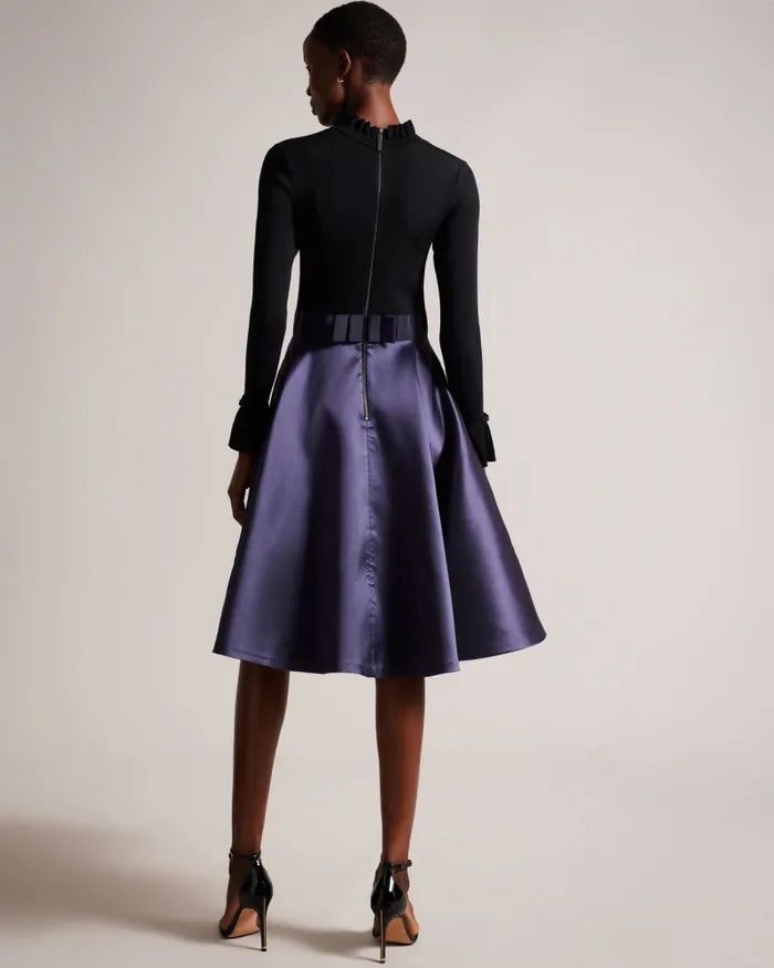Ted Baker Dresses Women ZADI 8211 Knitted Frill Full Skirt Dress Navy Ted Baker Dresses Women ZADI 8211 Knitted Frill Full Skirt Dress Navy