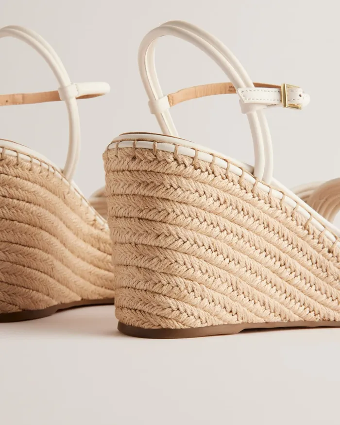 Ted Baker Heels Women AMAALIA 8211 Cross Strap Espadrille Wedge Sandals White