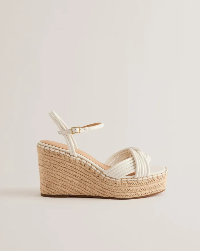 Ted Baker Heels Women AMAALIA 8211 Cross Strap Espadrille Wedge Sandals White Ted Baker Heels Women AMAALIA 8211 Cross Strap Espadrille Wedge Sandals White