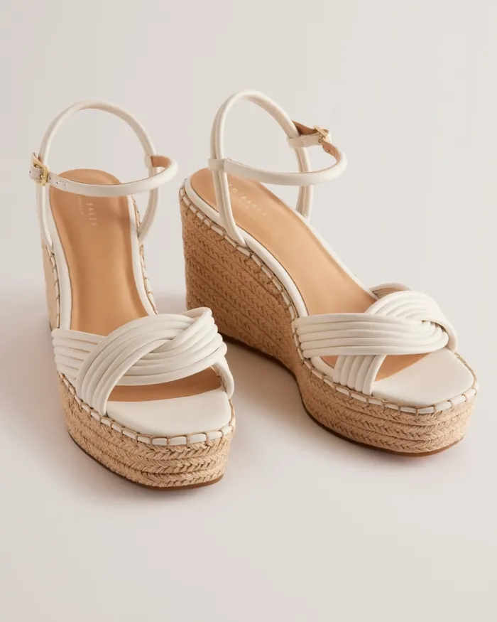 Ted Baker Heels Women AMAALIA 8211 Cross Strap Espadrille Wedge Sandals White Ted Baker Heels Women AMAALIA 8211 Cross Strap Espadrille Wedge Sandals White
