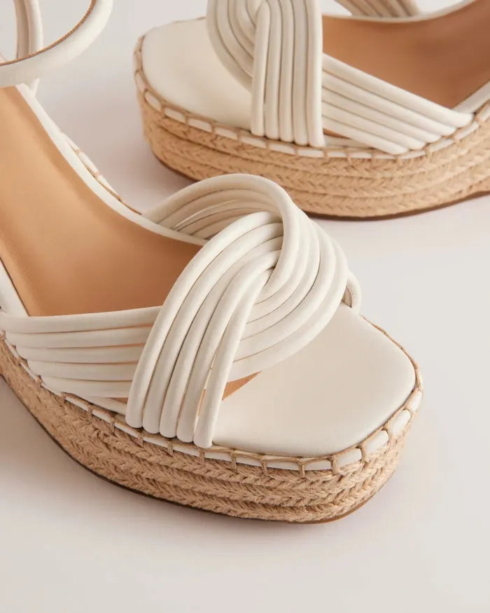 Ted Baker Heels Women AMAALIA 8211 Cross Strap Espadrille Wedge Sandals White Ted Baker Heels Women AMAALIA 8211 Cross Strap Espadrille Wedge Sandals White
