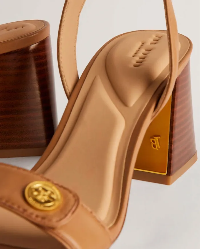 Ted Baker Heels Women MILLIIY 8211 Block Heel Sandals With Coin Detail Brown Ted Baker Heels Women MILLIIY 8211 Block Heel Sandals With Coin Detail Brown
