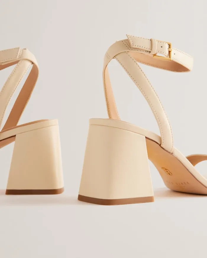 Ted Baker Heels Women MILLIIY 8211 Block Heel Sandals With Coin Detail Ecru