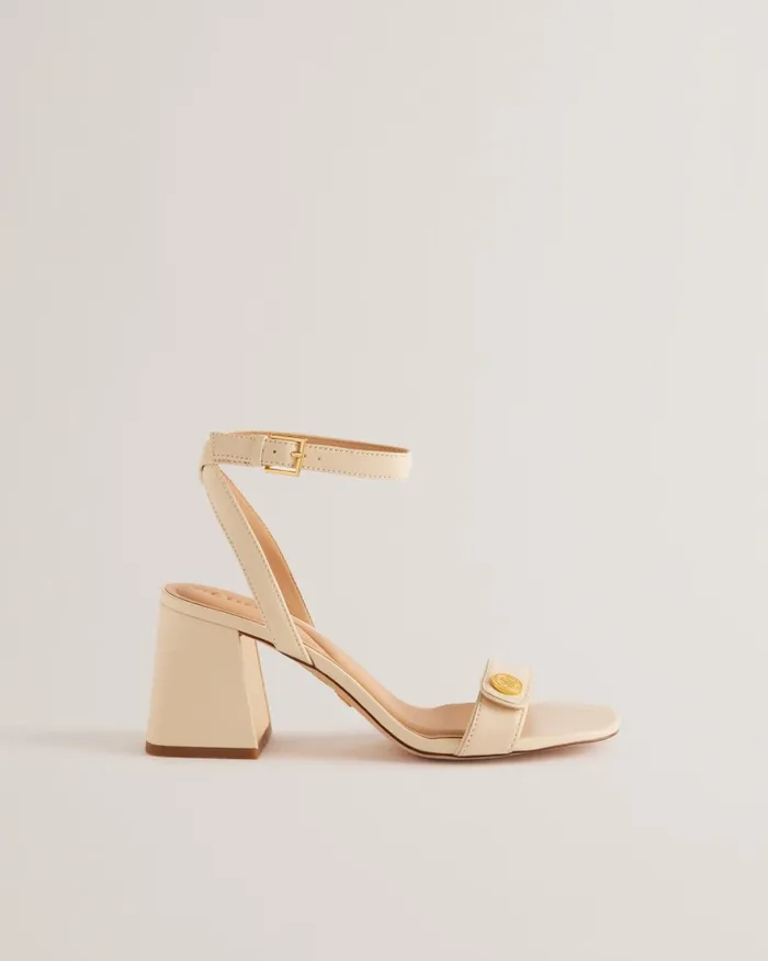 Ted Baker Heels Women MILLIIY 8211 Block Heel Sandals With Coin Detail Ecru Ted Baker Heels Women MILLIIY 8211 Block Heel Sandals With Coin Detail Ecru