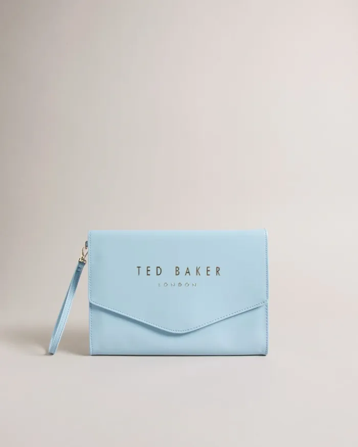 Ted Baker Icon Bags and Signature Bags Women CRINKIE 8211 Faux Leather Icon Clutch Bag Light Blue Ted Baker Icon Bags and Signature Bags Women CRINKIE 8211 Faux Leather Icon Clutch Bag Light Blue