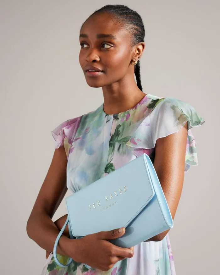 Ted Baker Icon Bags and Signature Bags Women CRINKIE 8211 Faux Leather Icon Clutch Bag Light Blue Ted Baker Icon Bags and Signature Bags Women CRINKIE 8211 Faux Leather Icon Clutch Bag Light Blue