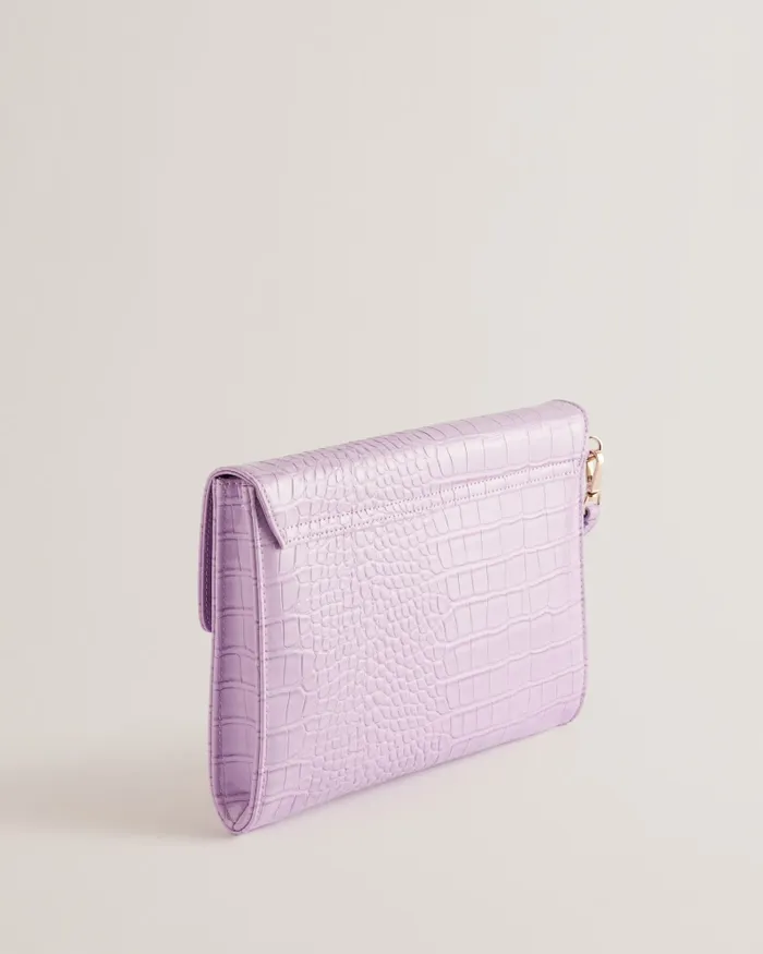 Ted Baker Icon Bags and Signature Bags Women CROCEY 8211 Croc Effect Envelope Clutch Bag Lilac Ted Baker Icon Bags and Signature Bags Women CROCEY 8211 Croc Effect Envelope Clutch Bag Lilac