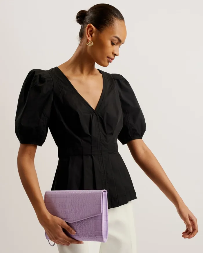 Ted Baker Icon Bags and Signature Bags Women CROCEY 8211 Croc Effect Envelope Clutch Bag Lilac Ted Baker Icon Bags and Signature Bags Women CROCEY 8211 Croc Effect Envelope Clutch Bag Lilac