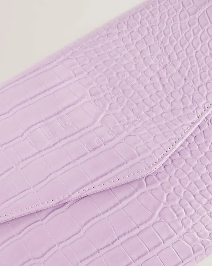 Ted Baker Icon Bags and Signature Bags Women CROCEY 8211 Croc Effect Envelope Clutch Bag Lilac Ted Baker Icon Bags and Signature Bags Women CROCEY 8211 Croc Effect Envelope Clutch Bag Lilac