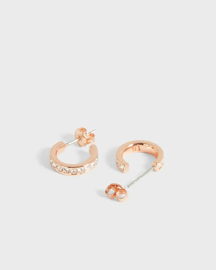Ted Baker Jewellery Women SEENITA 8211 Nano Hoop Huggie Earrings Rose Gold Colour