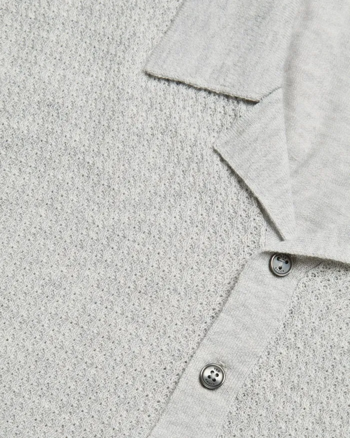 Ted Baker Jumpers and Knitwear Men ADIO 8211 Short Sleeve Textured Polo Shirt Light Grey Ted Baker Jumpers and Knitwear Men ADIO 8211 Short Sleeve Textured Polo Shirt Light Grey