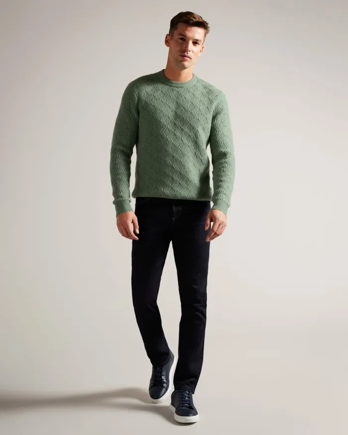 Ted Baker Jumpers and Knitwear Men ATCHET 8211 Wool Blend Cable Knit Jumper Pale Green Ted Baker Jumpers and Knitwear Men ATCHET 8211 Wool Blend Cable Knit Jumper Pale Green