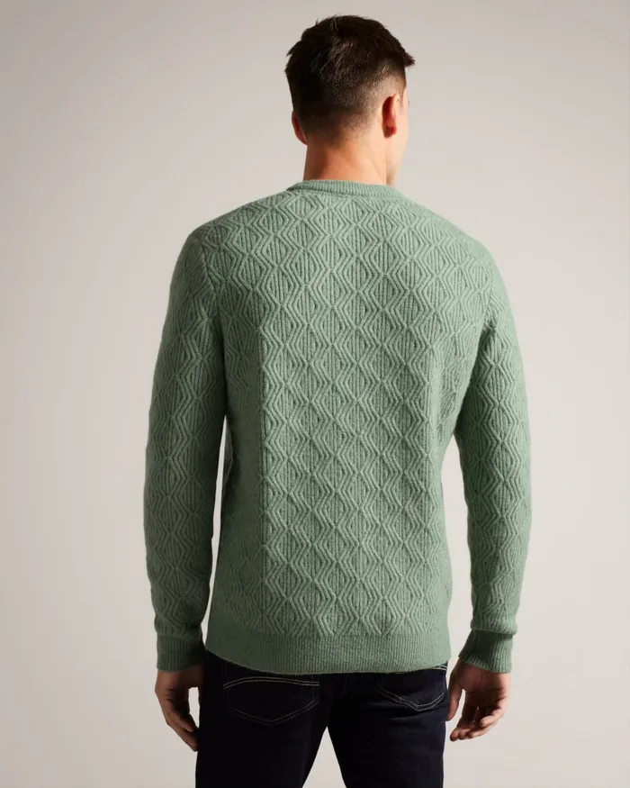 Ted Baker Jumpers and Knitwear Men ATCHET 8211 Wool Blend Cable Knit Jumper Pale Green Ted Baker Jumpers and Knitwear Men ATCHET 8211 Wool Blend Cable Knit Jumper Pale Green