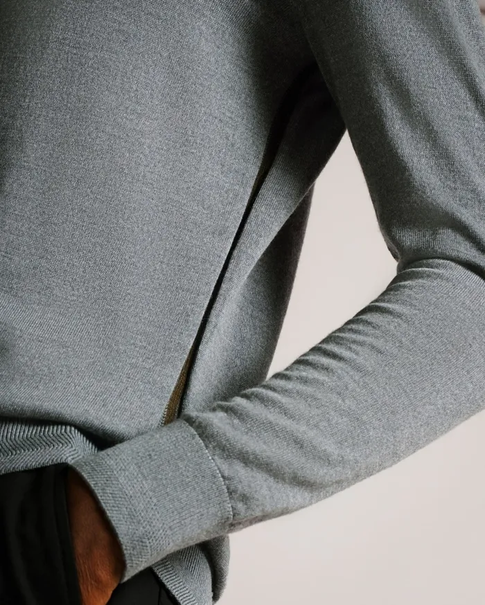 Ted Baker Jumpers and Knitwear Men CARDIFF 8211 Merino Wool Crew Neck Jumper Charcoal
