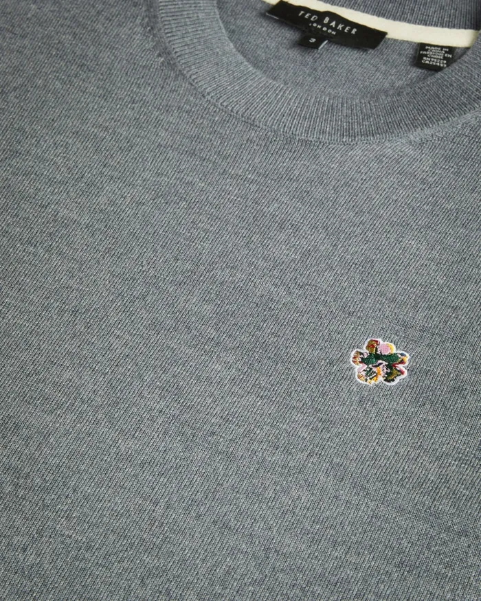 Ted Baker Jumpers and Knitwear Men CARDIFF 8211 Merino Wool Crew Neck Jumper Charcoal