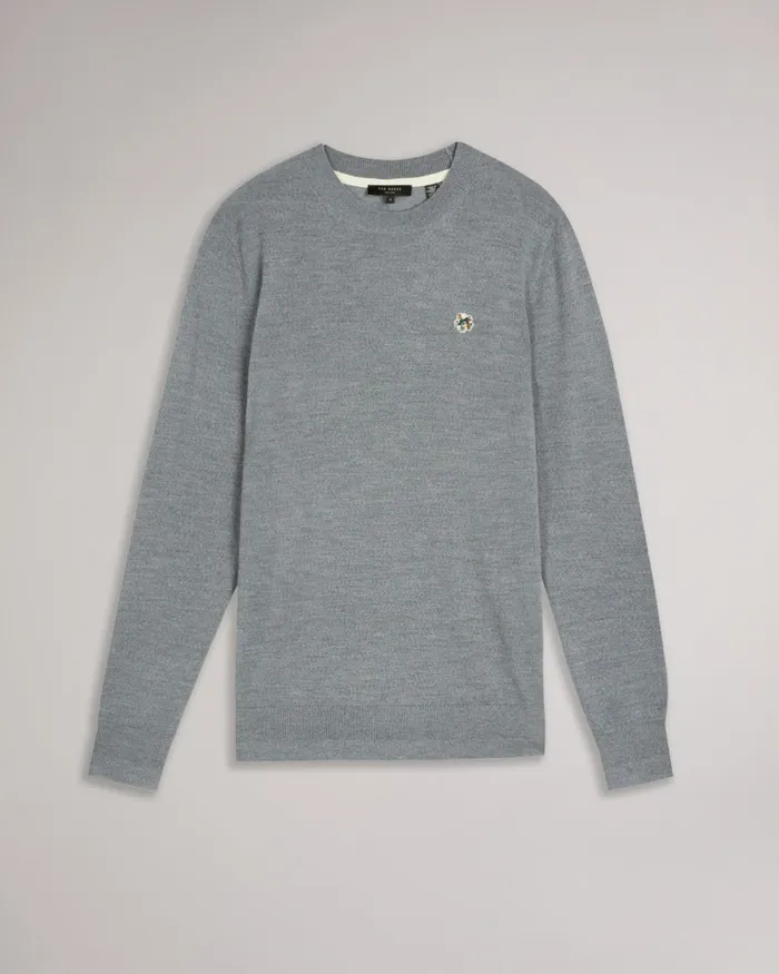 Ted Baker Jumpers and Knitwear Men CARDIFF 8211 Merino Wool Crew Neck Jumper Charcoal
