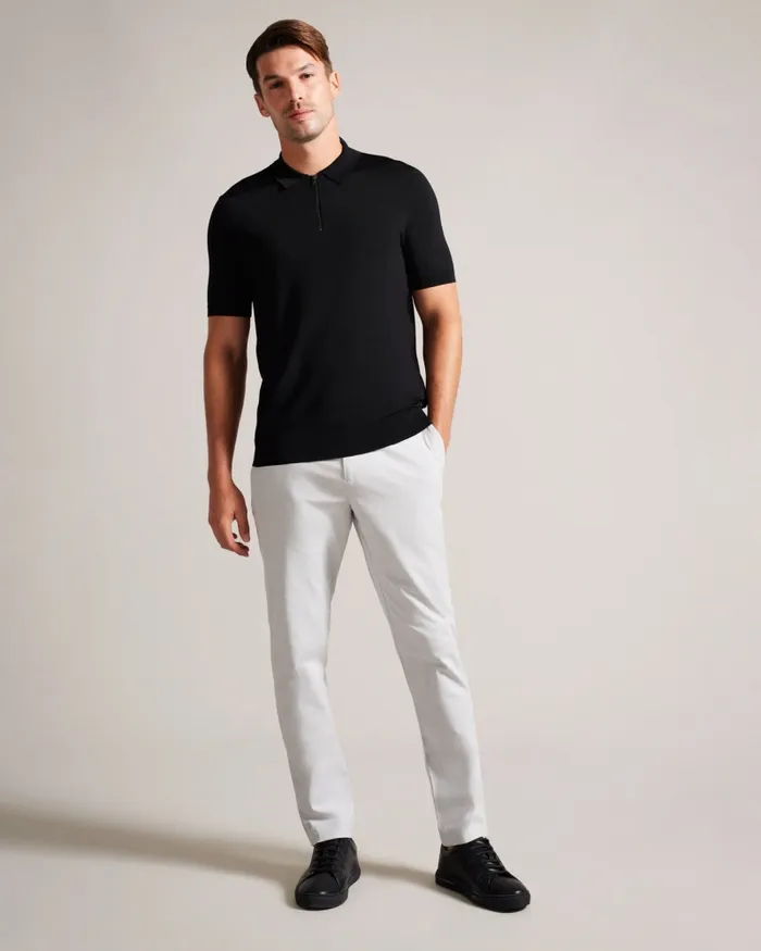 Ted Baker Jumpers and Knitwear Men DALDIN 8211 Short Sleeve Rayon Zip Polo Shirt Black Ted Baker Jumpers and Knitwear Men DALDIN 8211 Short Sleeve Rayon Zip Polo Shirt Black