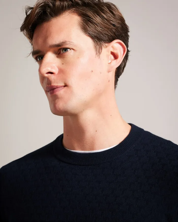 Ted Baker Jumpers and Knitwear Men LOUNG 8211 Long Sleeve T Knit Jumper Navy Ted Baker Jumpers and Knitwear Men LOUNG 8211 Long Sleeve T Knit Jumper Navy