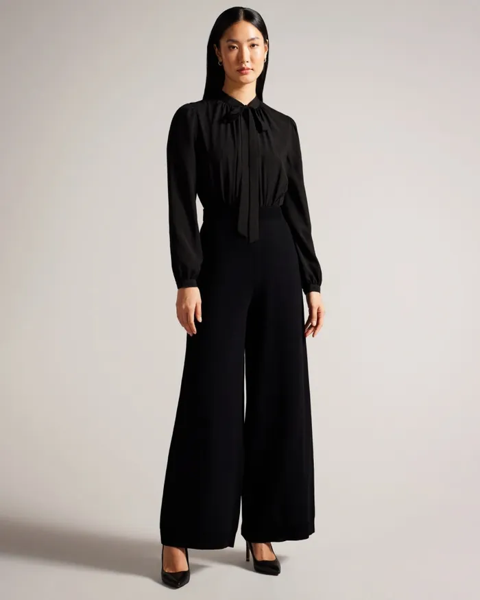 Ted Baker Jumpsuits and Playsuits Women LEOT 8211 Knitted Trouser Jumpsuit With Tie Neck Black Ted Baker Jumpsuits and Playsuits Women LEOT 8211 Knitted Trouser Jumpsuit With Tie Neck Black