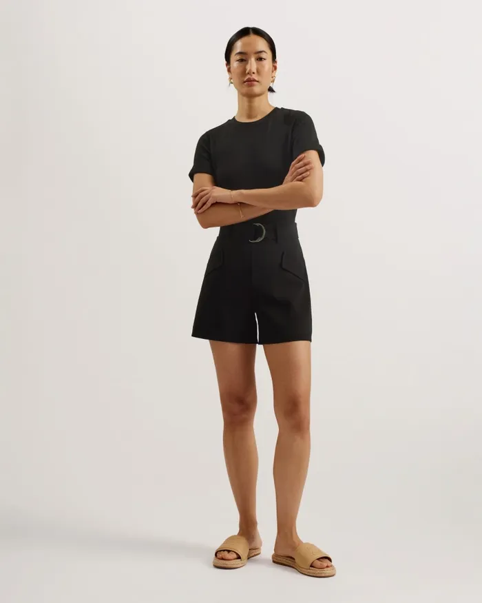 Ted Baker Jumpsuits and Playsuits Women PLARA 8211 Short Sleeve Belted Cargo Playsuit Black Ted Baker Jumpsuits and Playsuits Women PLARA 8211 Short Sleeve Belted Cargo Playsuit Black