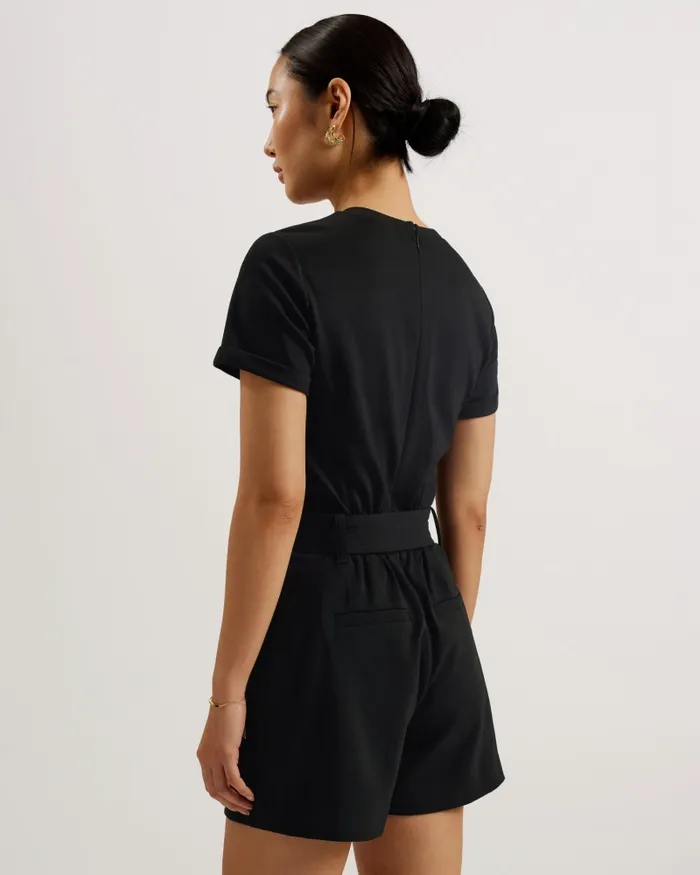 Ted Baker Jumpsuits and Playsuits Women PLARA 8211 Short Sleeve Belted Cargo Playsuit Black Ted Baker Jumpsuits and Playsuits Women PLARA 8211 Short Sleeve Belted Cargo Playsuit Black