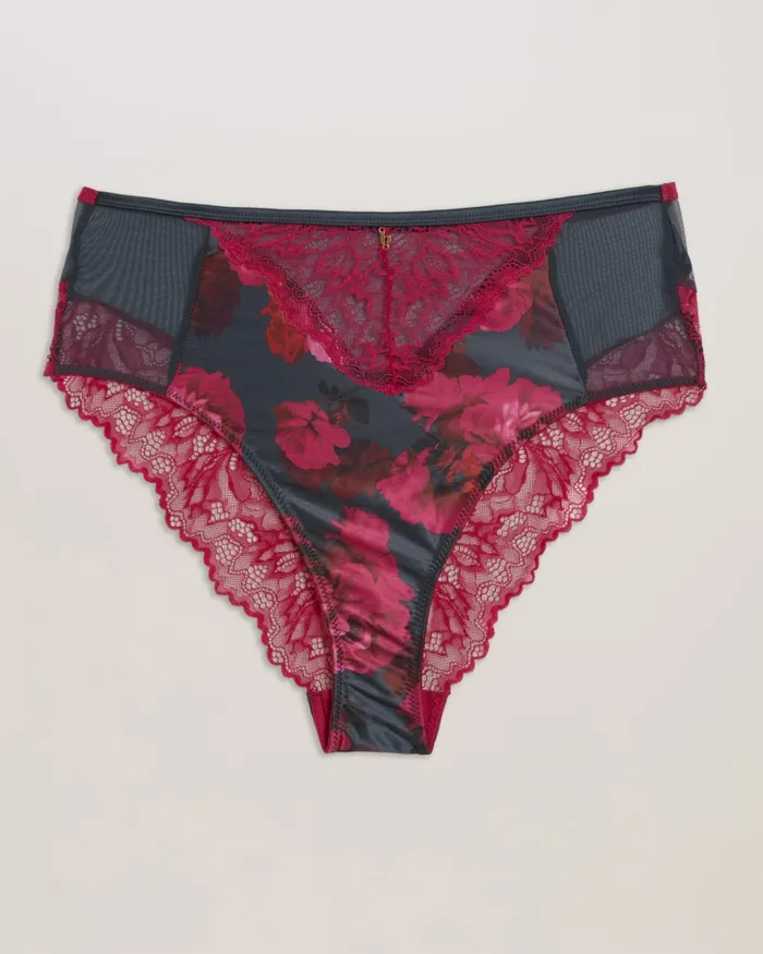 Ted Baker Lingerie and Pyjamas Women ARRYLLA 8211 Lace Floral High Waisted Brazilian Knickers Deeppink