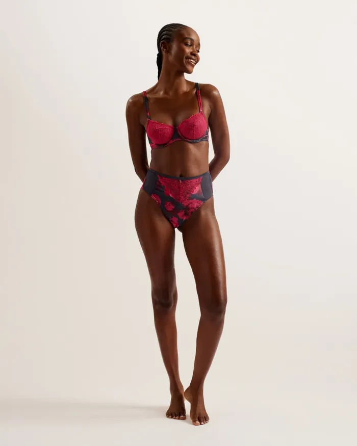 Ted Baker Lingerie and Pyjamas Women ARRYLLA 8211 Lace Floral High Waisted Brazilian Knickers Deeppink Ted Baker Lingerie and Pyjamas Women ARRYLLA 8211 Lace Floral High Waisted Brazilian Knickers Deeppink