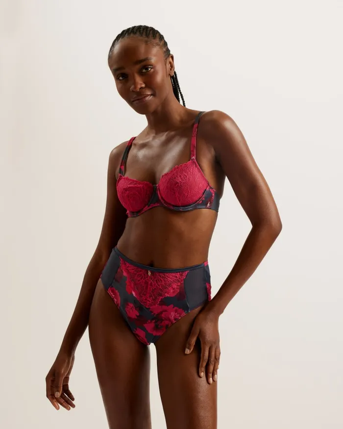 Ted Baker Lingerie and Pyjamas Women ARRYLLA 8211 Lace Floral High Waisted Brazilian Knickers Deeppink Ted Baker Lingerie and Pyjamas Women ARRYLLA 8211 Lace Floral High Waisted Brazilian Knickers Deeppink