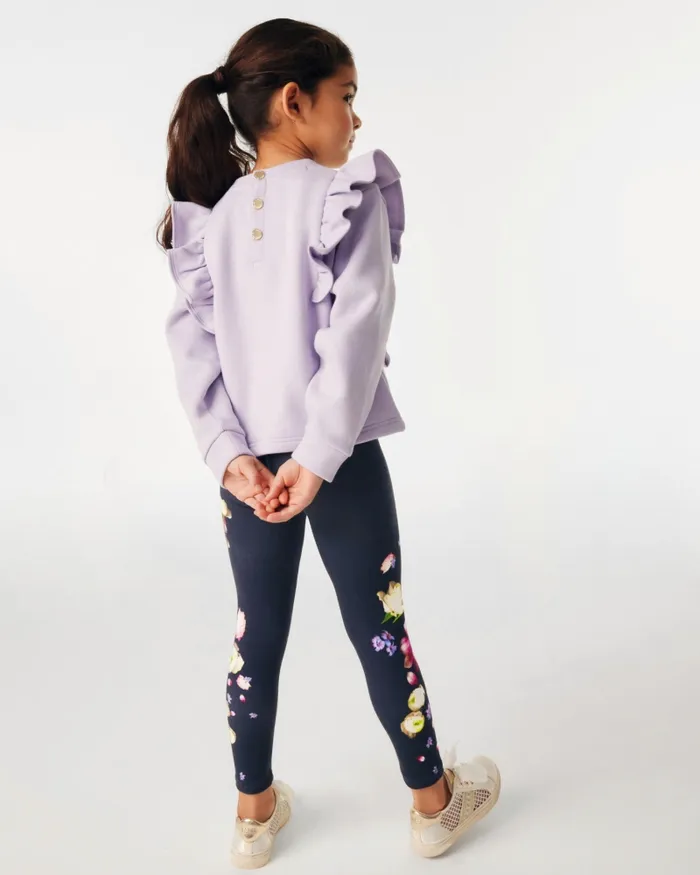 Ted Baker Playsuits and Sets Kids ADAMINA 8211 Frill Sweatshirt And Floral Leggings Set Lilac Ted Baker Playsuits and Sets Kids ADAMINA 8211 Frill Sweatshirt And Floral Leggings Set Lilac