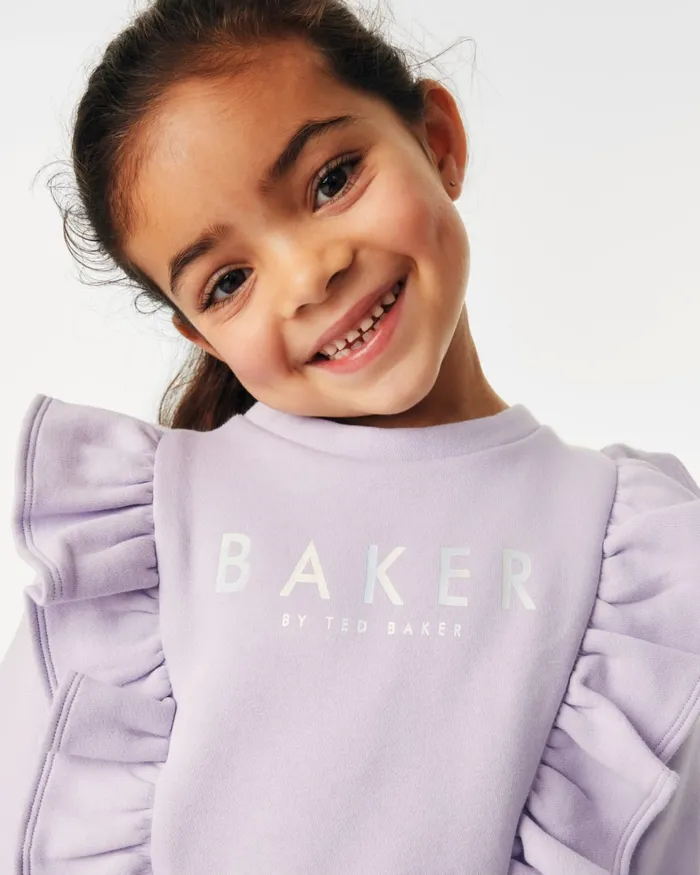 Ted Baker Playsuits and Sets Kids ADAMINA 8211 Frill Sweatshirt And Floral Leggings Set Lilac Ted Baker Playsuits and Sets Kids ADAMINA 8211 Frill Sweatshirt And Floral Leggings Set Lilac