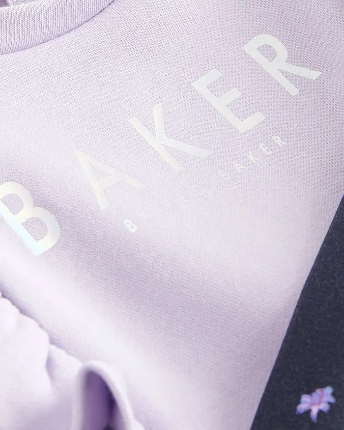 Ted Baker Playsuits and Sets Kids ADAMINA 8211 Frill Sweatshirt And Floral Leggings Set Lilac Ted Baker Playsuits and Sets Kids ADAMINA 8211 Frill Sweatshirt And Floral Leggings Set Lilac