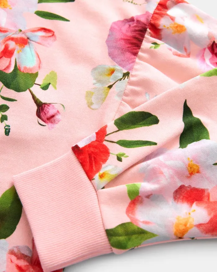 Ted Baker Playsuits and Sets Kids BORRAH 8211 Branded Floral Sweater And Shorts Set Pink