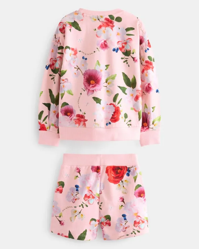 Ted Baker Playsuits and Sets Kids BORRAH 8211 Branded Floral Sweater And Shorts Set Pink Ted Baker Playsuits and Sets Kids BORRAH 8211 Branded Floral Sweater And Shorts Set Pink