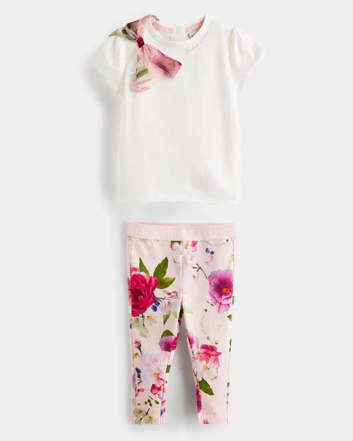 Ted Baker Playsuits and Sets Kids SCARLTE 8211 Organza Bow TShirt And Print Leggings Set Pink Ted Baker Playsuits and Sets Kids SCARLTE 8211 Organza Bow TShirt And Print Leggings Set Pink