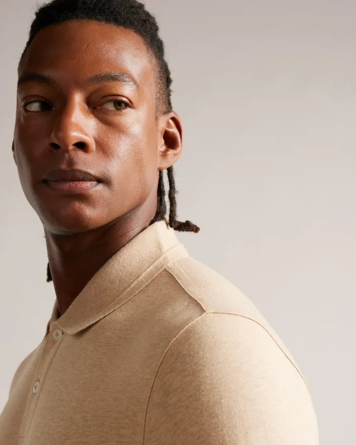 Ted Baker Polo Shirts Men ENIO 8211 Long Sleeve Cashmere Blend Polo Shirt Camel Ted Baker Polo Shirts Men ENIO 8211 Long Sleeve Cashmere Blend Polo Shirt Camel
