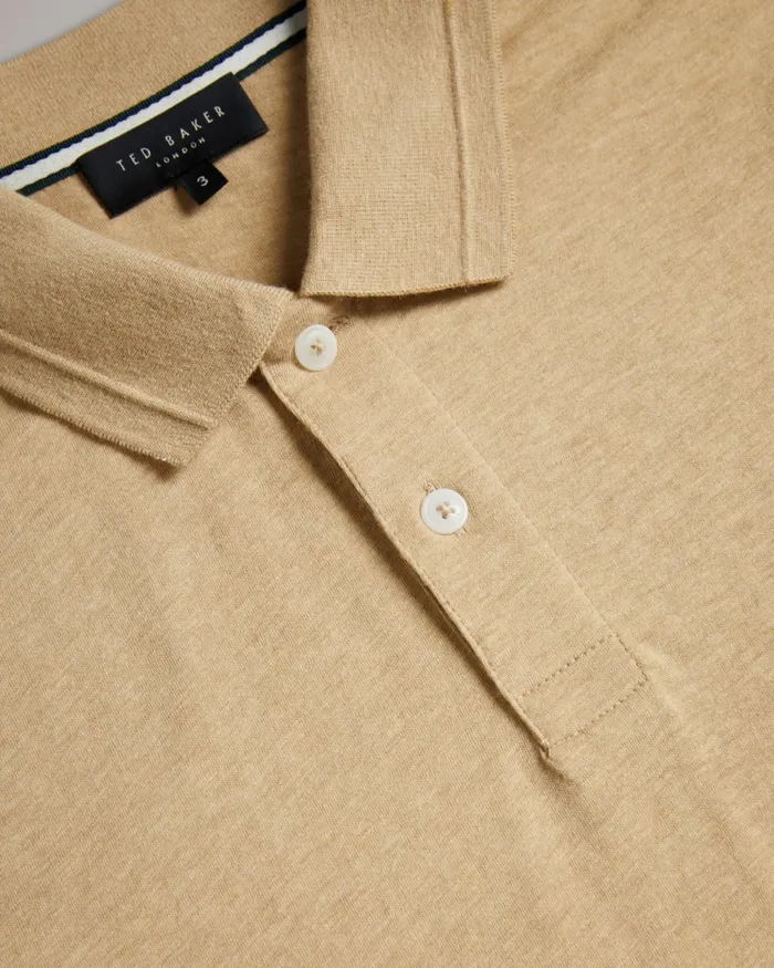 Ted Baker Polo Shirts Men ENIO 8211 Long Sleeve Cashmere Blend Polo Shirt Camel Ted Baker Polo Shirts Men ENIO 8211 Long Sleeve Cashmere Blend Polo Shirt Camel
