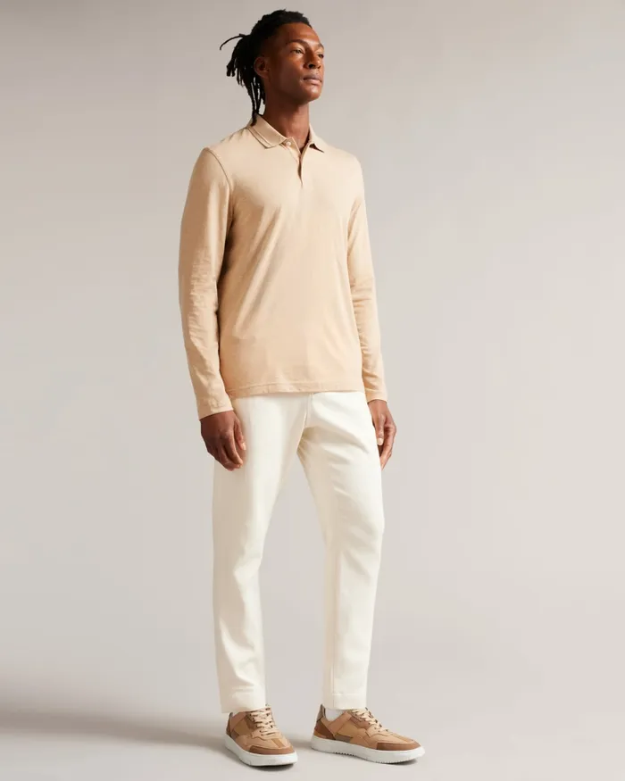 Ted Baker Polo Shirts Men ENIO 8211 Long Sleeve Cashmere Blend Polo Shirt Camel Ted Baker Polo Shirts Men ENIO 8211 Long Sleeve Cashmere Blend Polo Shirt Camel