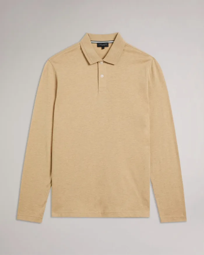 Ted Baker Polo Shirts Men ENIO 8211 Long Sleeve Cashmere Blend Polo Shirt Camel Ted Baker Polo Shirts Men ENIO 8211 Long Sleeve Cashmere Blend Polo Shirt Camel